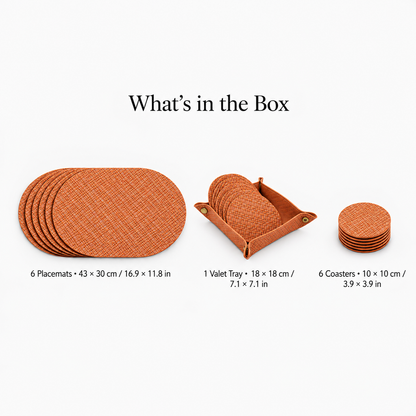 PROMATTOO Textured Placemat & Coaster Set with Storage Tray
