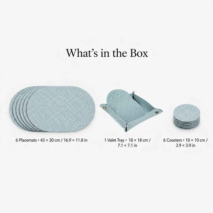 PROMATTOO Textured Placemat & Coaster Set with Storage Tray