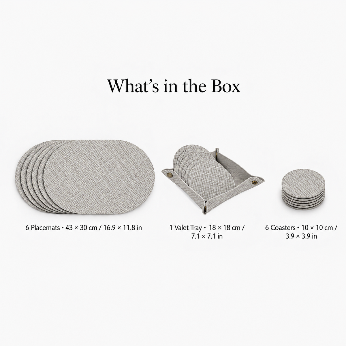 PROMATTOO Textured Placemat & Coaster Set with Storage Tray