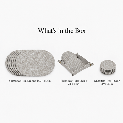 PROMATTOO Textured Placemat & Coaster Set with Storage Tray