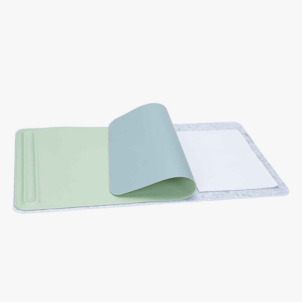 PROMATTOO Double-Sided Vegan Leather & Felt Desk Mat with Magnetic Cable Organizer