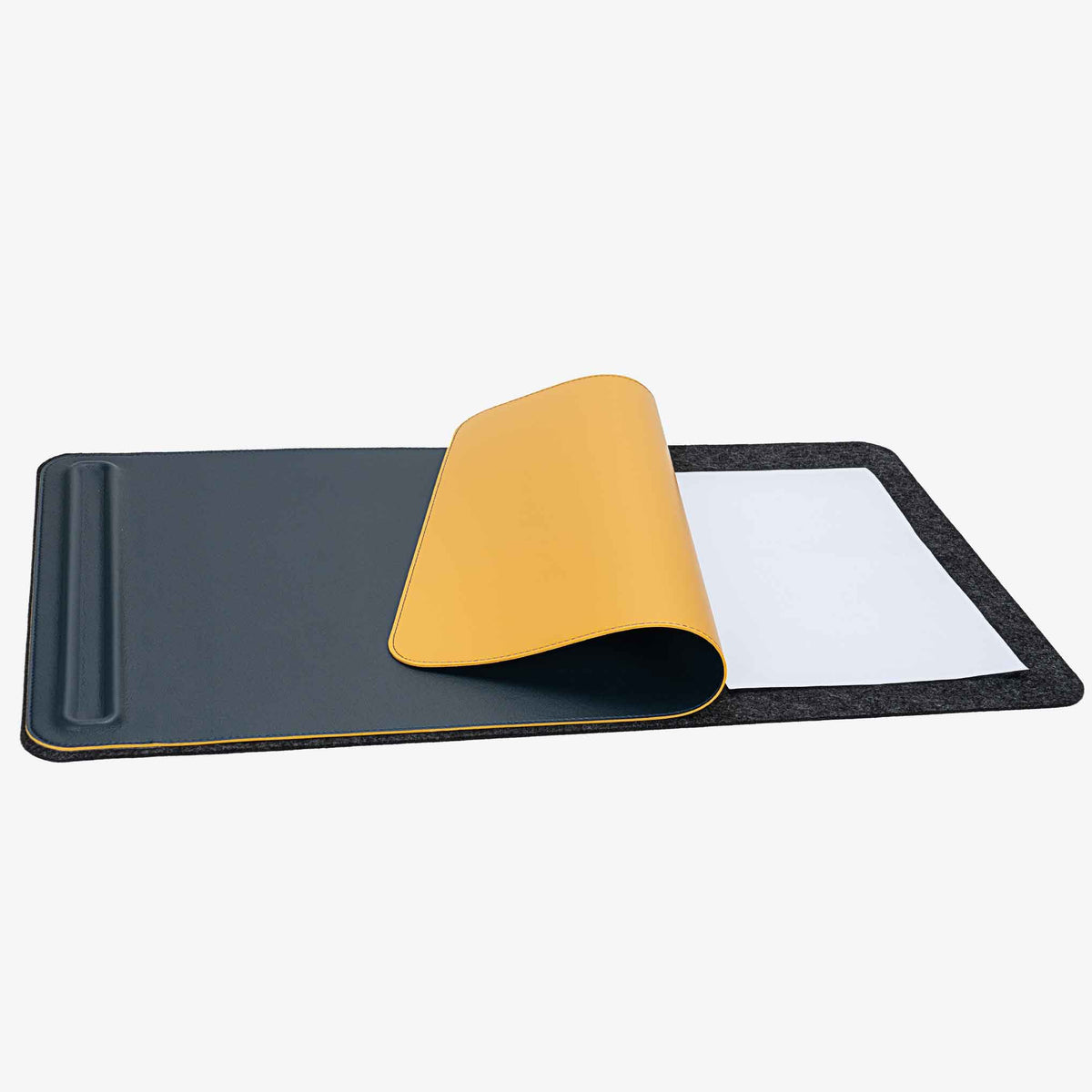PROMATTOO Double-Sided Vegan Leather & Felt Desk Mat with Magnetic Cable Organizer