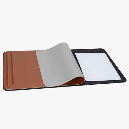 PROMATTOO Double-Sided Vegan Leather & Felt Desk Mat with Magnetic Cable Organizer