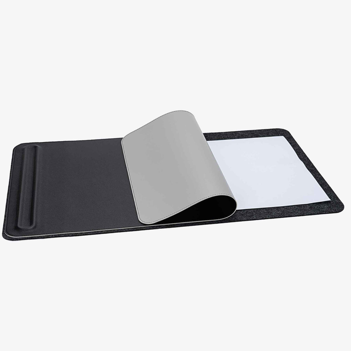 PROMATTOO Double-Sided Vegan Leather & Felt Desk Mat with Magnetic Cable Organizer