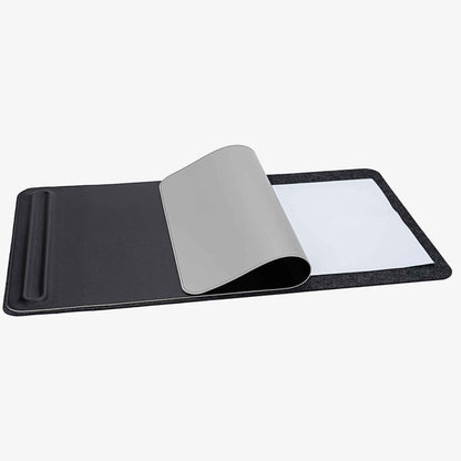 PROMATTOO Double-Sided Vegan Leather & Felt Desk Mat with Magnetic Cable Organizer