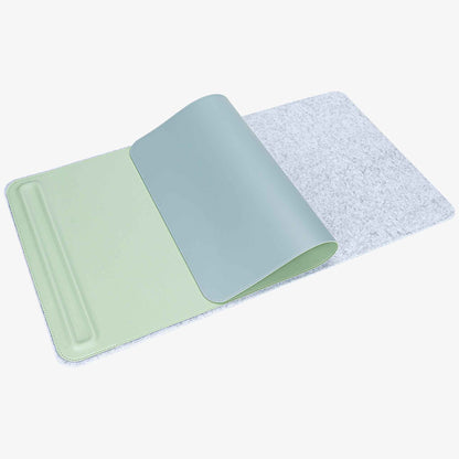 PROMATTOO Double-Sided Vegan Leather & Felt Desk Mat with Magnetic Cable Organizer