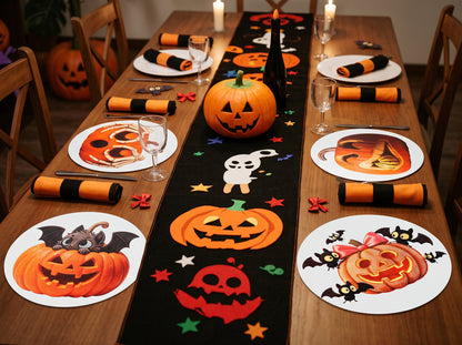 Halloween Round Placemats | 4 & 6-Piece Sets