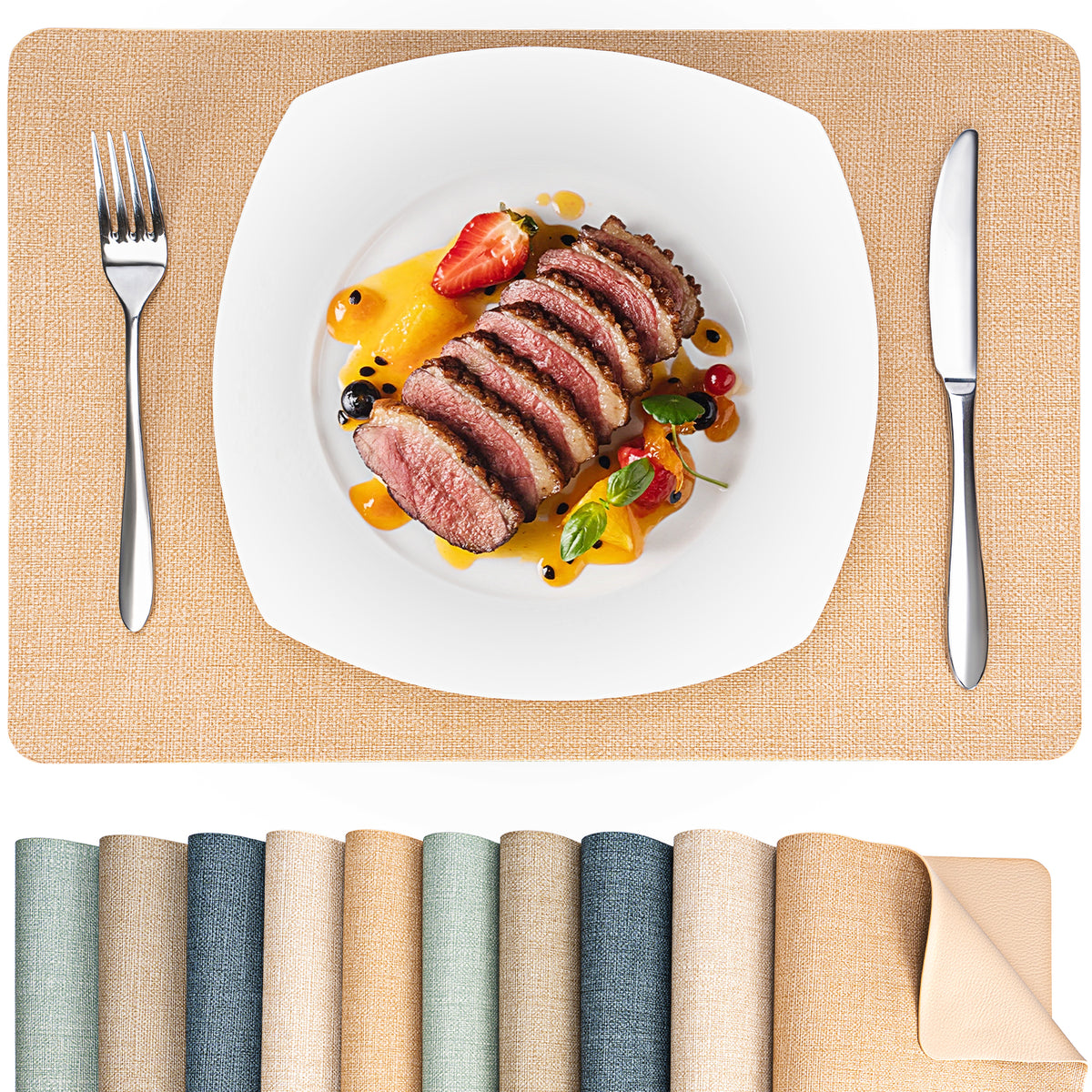 Vegane Leder-Platzsets Set 2/4/6, leicht zu reinigende Tischsets