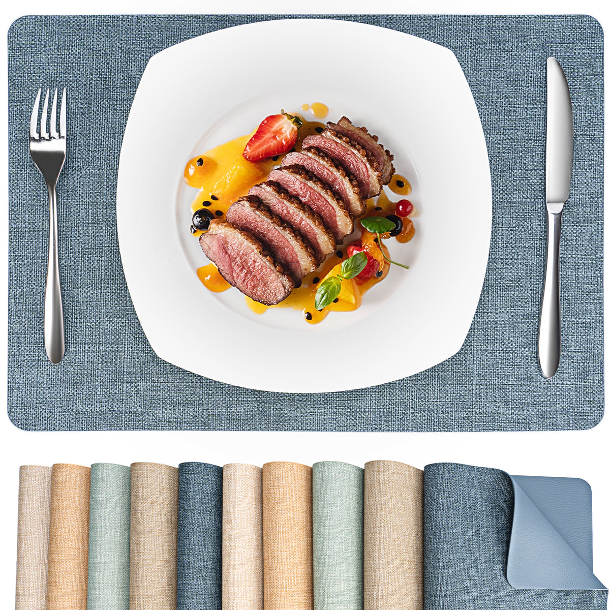 Vegane Leder-Platzsets Set 2/4/6, leicht zu reinigende Tischsets
