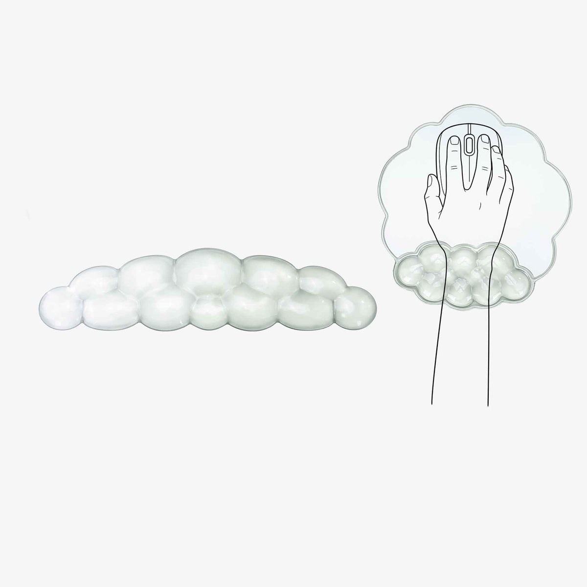 PROMATTOO Clear Silicone Cloud Wrist Rest Set for Keyboard & Mouse