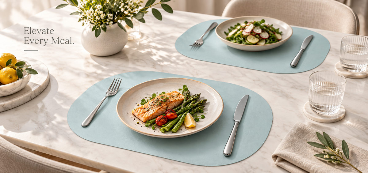 PROMATTOO Silicone Placemats, Oval Heat-Resistant & Machine-Washable Table Mats