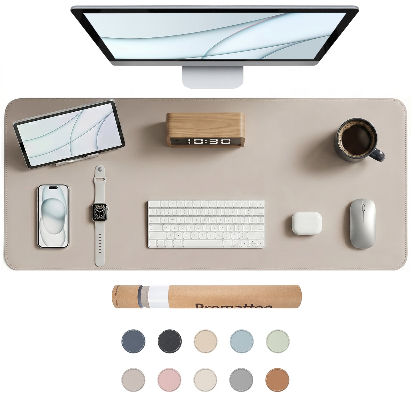 PROMATTOO Vegan Leather Desk Mat — Non-Slip & Waterproof