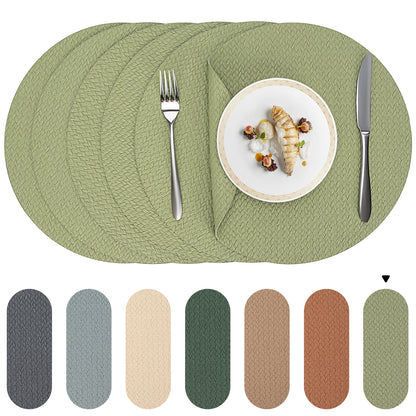 Woven Faux Leather Placemats Set, Waterproof Dining Mats
