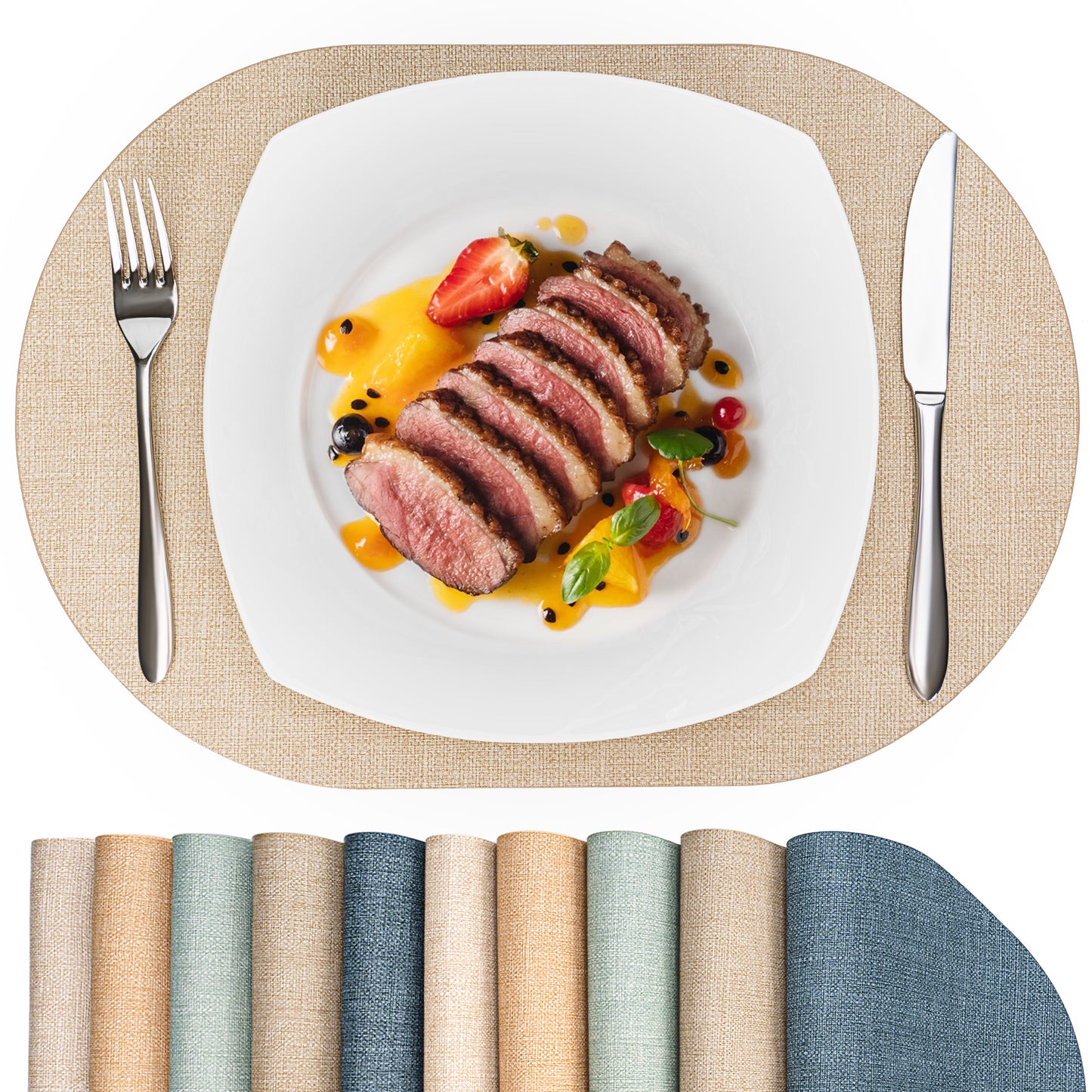 Vegane Leder-Platzsets Set 2/4/6, leicht zu reinigende Tischsets
