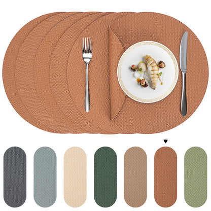Woven Faux Leather Placemats Set, Waterproof Dining Mats