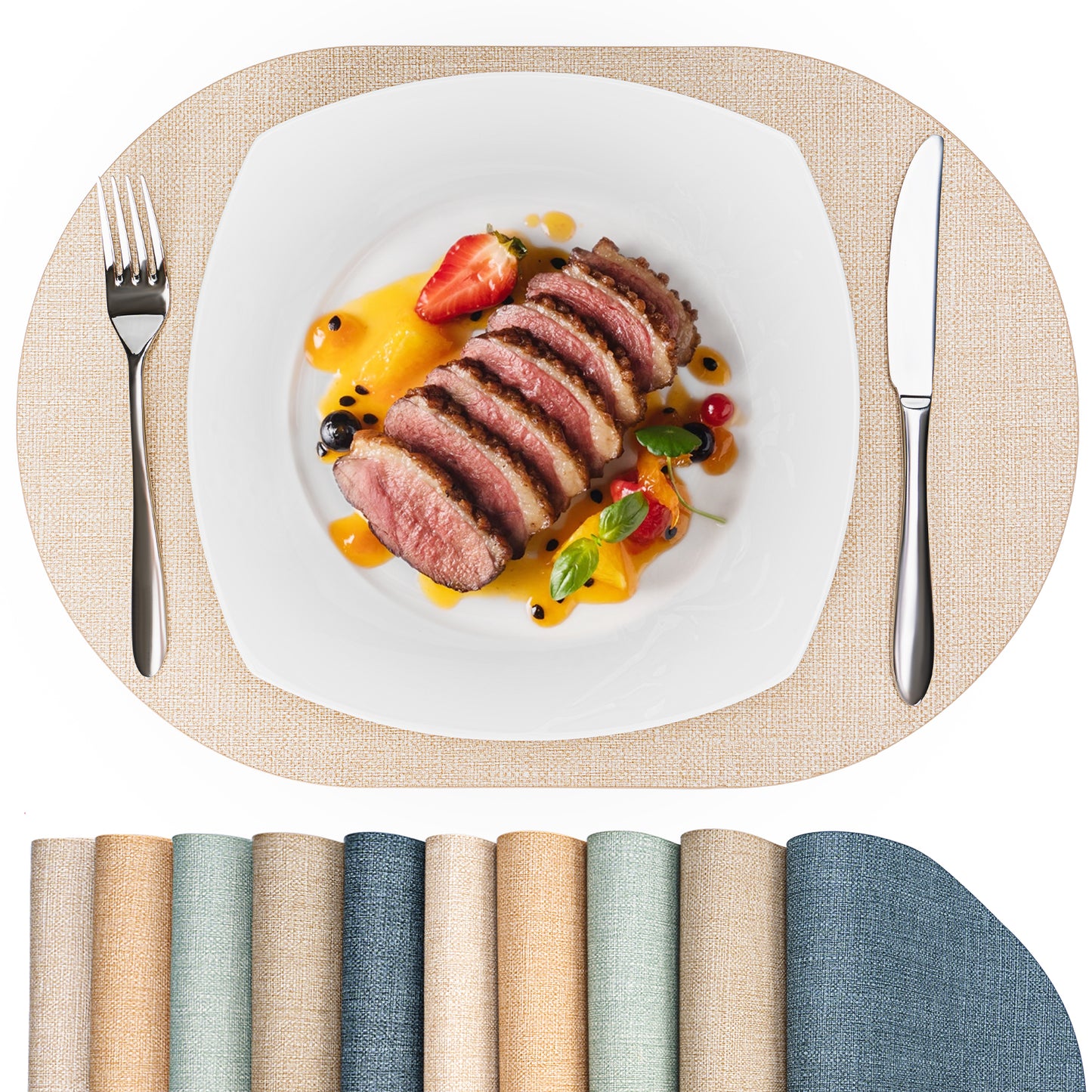 Vegane Leder-Platzsets Set 2/4/6, leicht zu reinigende Tischsets
