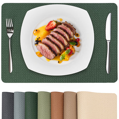 Woven Faux Leather Placemats Set, Waterproof Dining Mats