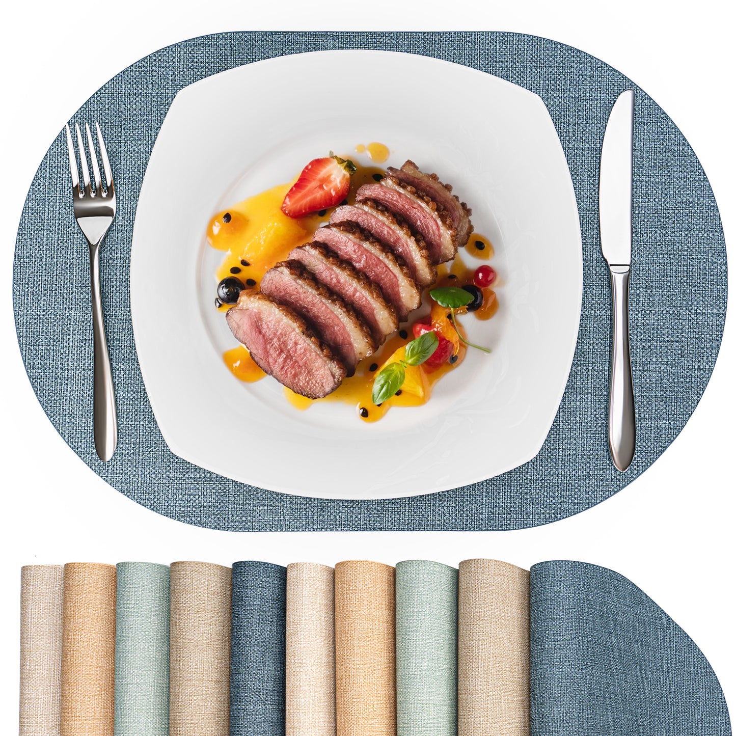 Vegane Leder-Platzsets Set 2/4/6, leicht zu reinigende Tischsets