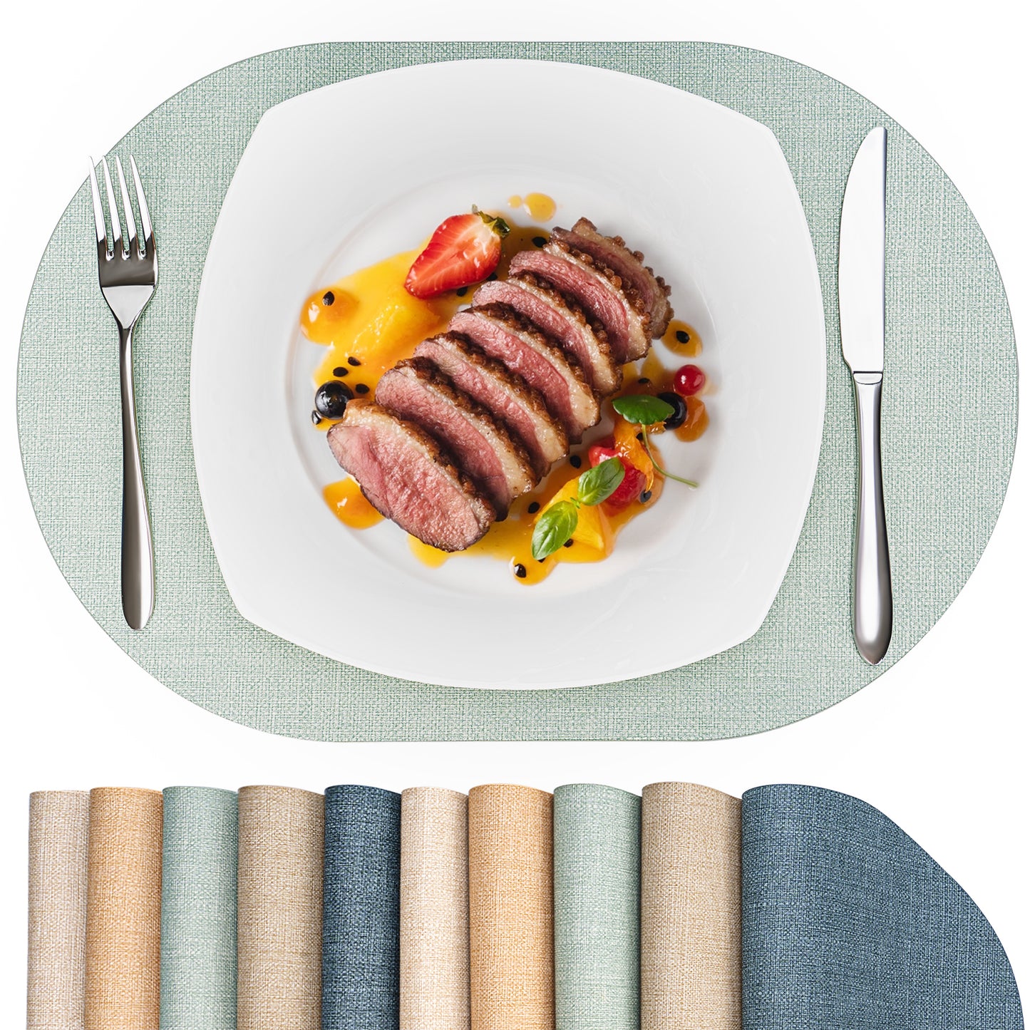 Vegane Leder-Platzsets Set 2/4/6, leicht zu reinigende Tischsets
