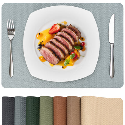 Woven Faux Leather Placemats Set, Waterproof Dining Mats