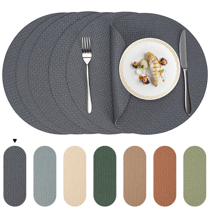 Woven Faux Leather Placemats Set, Waterproof Dining Mats