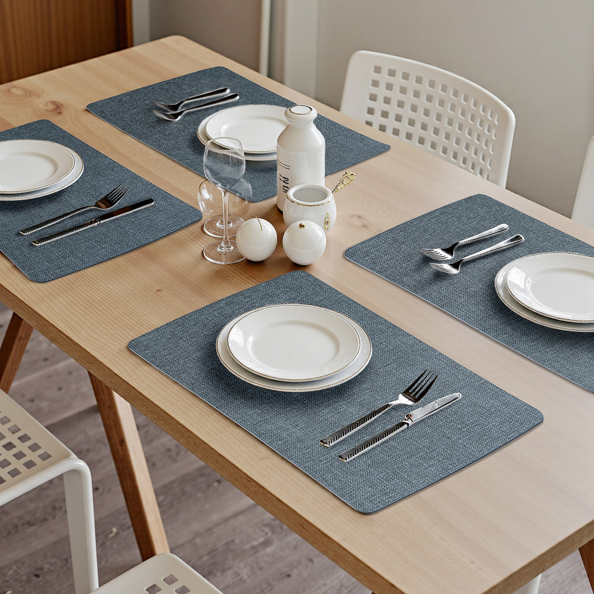 Vegane Leder-Platzsets Set 2/4/6, leicht zu reinigende Tischsets