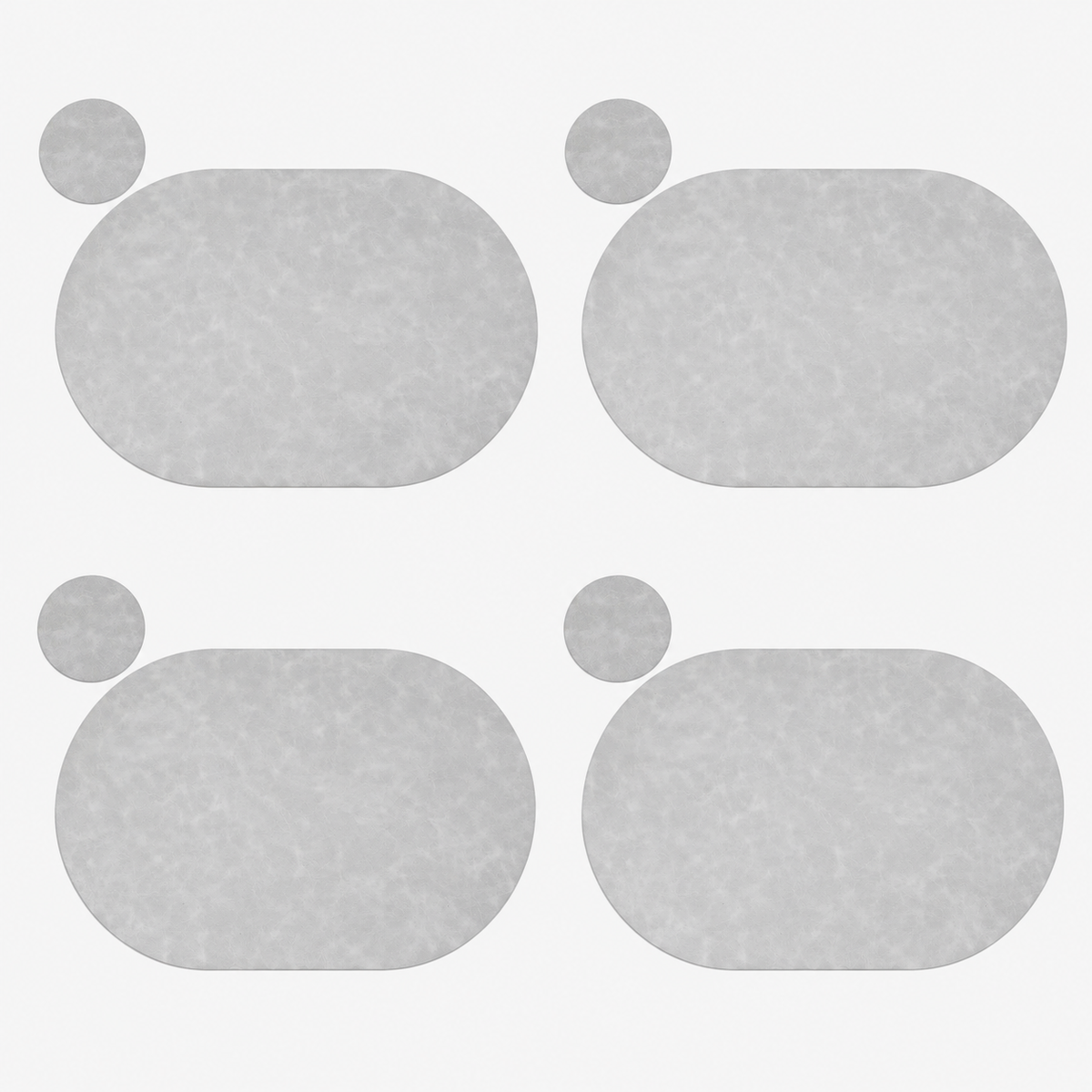 PROMATTOO Oval Faux Leather Placemats with Matching Coasters, Cork-Look Backing, Sets of 4, 6 or 8
