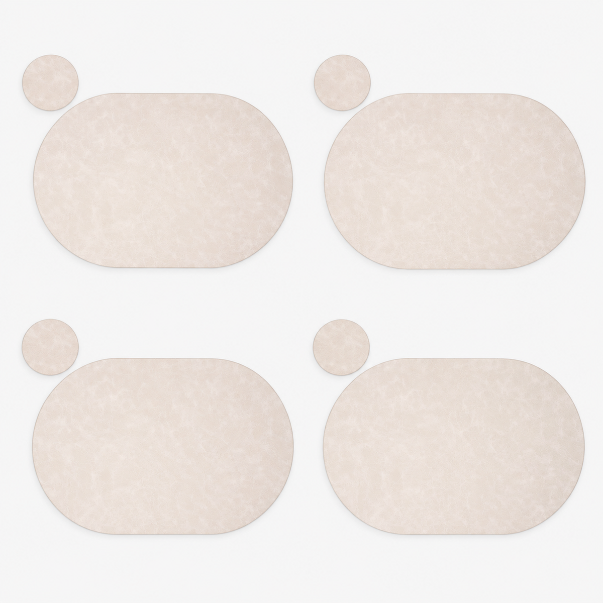 PROMATTOO Oval Faux Leather Placemats with Matching Coasters, Cork-Look Backing, Sets of 4, 6 or 8