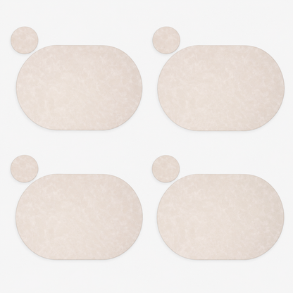 PROMATTOO Oval Faux Leather Placemats with Matching Coasters, Cork-Look Backing, Sets of 4, 6 or 8