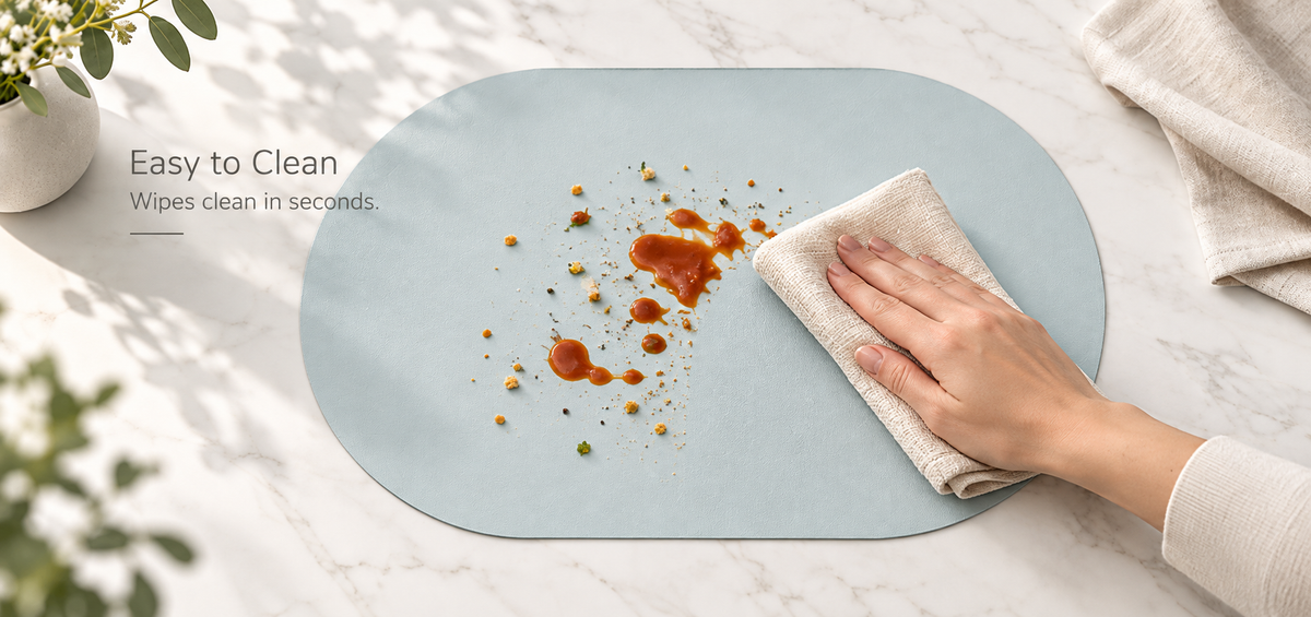 PROMATTOO Silicone Placemats, Oval Heat-Resistant & Machine-Washable Table Mats