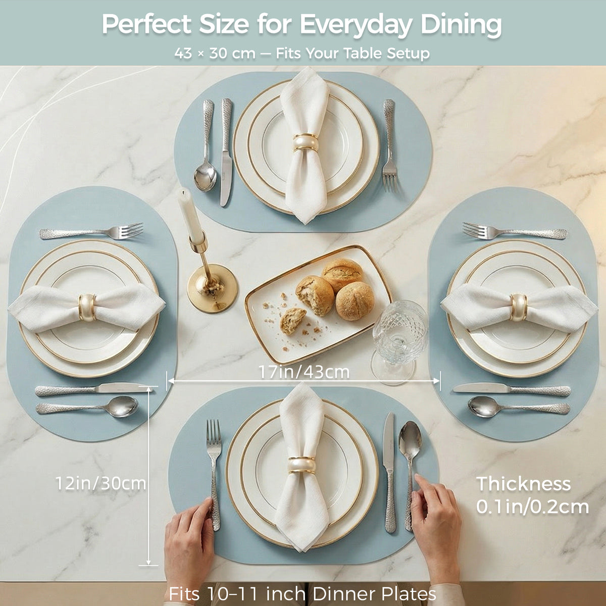 PROMATTOO Silicone Placemats, Oval Heat-Resistant & Machine-Washable Table Mats