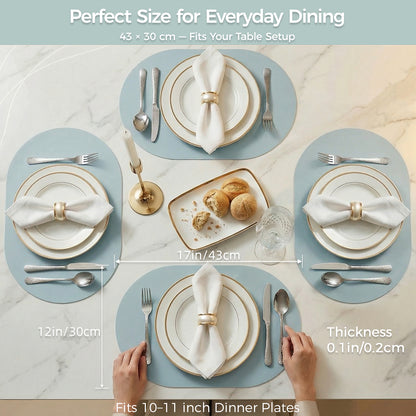PROMATTOO Silicone Placemats, Oval Heat-Resistant & Machine-Washable Table Mats