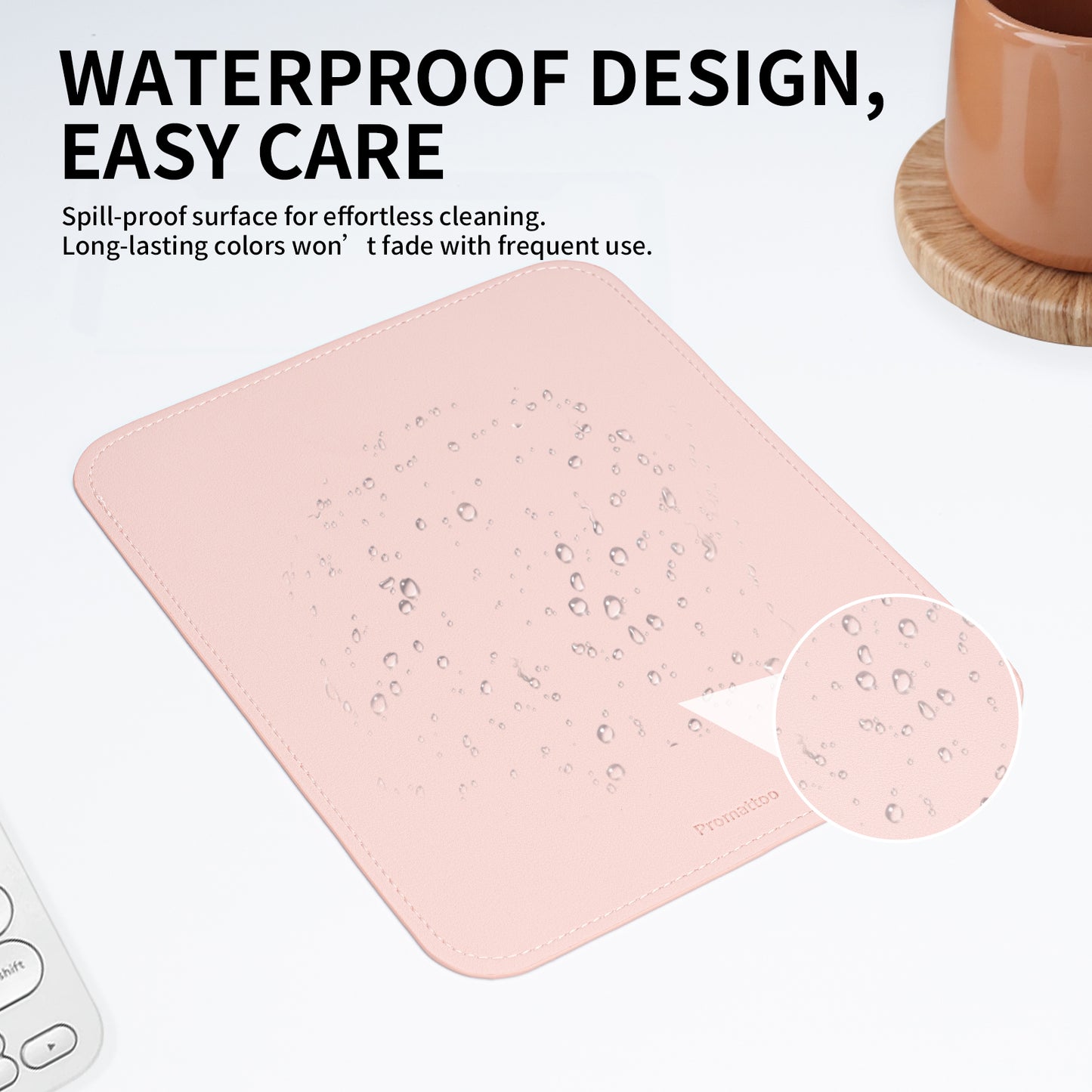 PROMATTOO Vegan Leather Ergonomic Mouse Pad – Waterproof & Non-Slip