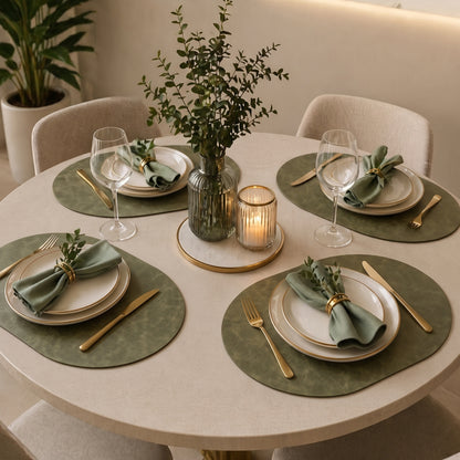 PROMATTOO Vegan Leather Placemats Set with Coasters & Tray — Gift Box Included | 6 Pieces
