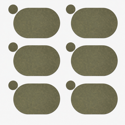 PROMATTOO Oval Faux Leather Placemats with Matching Coasters, Cork-Look Backing, Sets of 4, 6 or 8