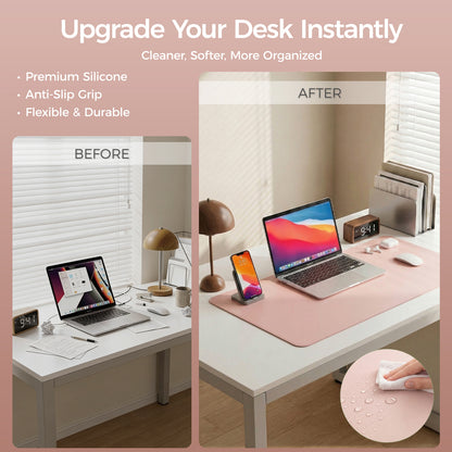 Silicone Desk Mat, Non-Slip Waterproof Desk Pad Protector