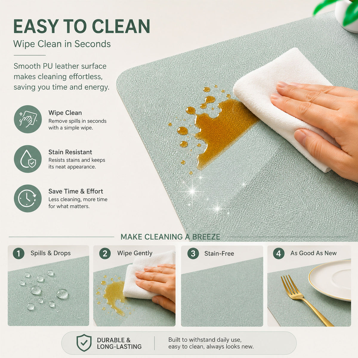Tovagliette in similpelle effetto lino con sottobicchieri e scatola