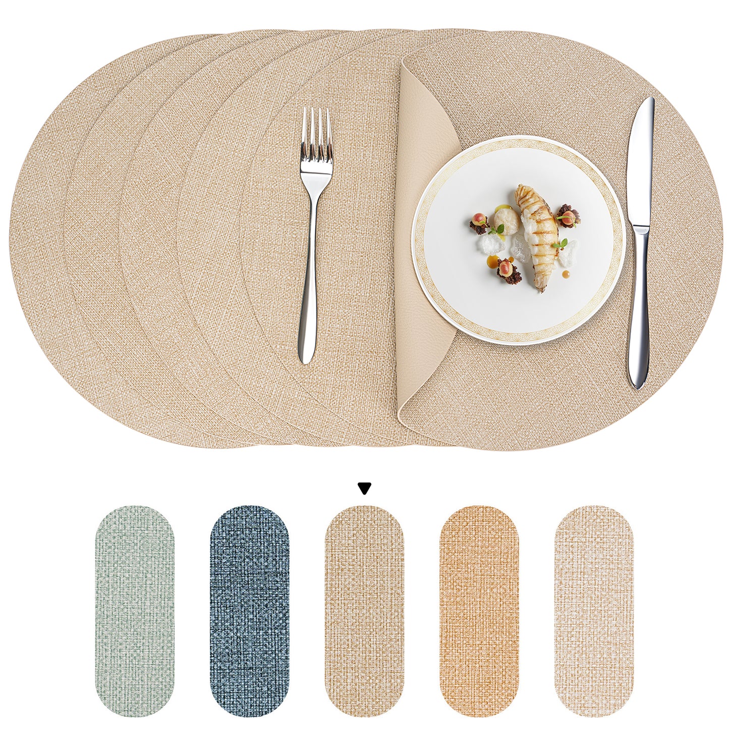 Vegane Leder-Platzsets Set 2/4/6, leicht zu reinigende Tischsets