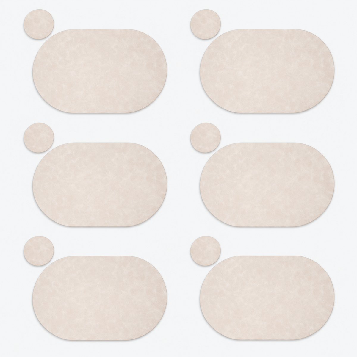 PROMATTOO Oval Faux Leather Placemats with Matching Coasters, Cork-Look Backing, Sets of 4, 6 or 8