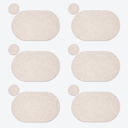 PROMATTOO Oval Faux Leather Placemats with Matching Coasters, Cork-Look Backing, Sets of 4, 6 or 8
