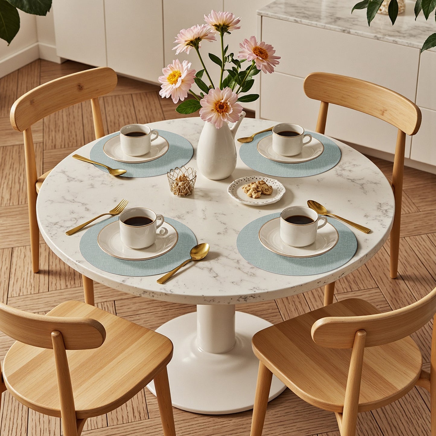 Woven Faux Leather Placemats Set, Waterproof Dining Mats