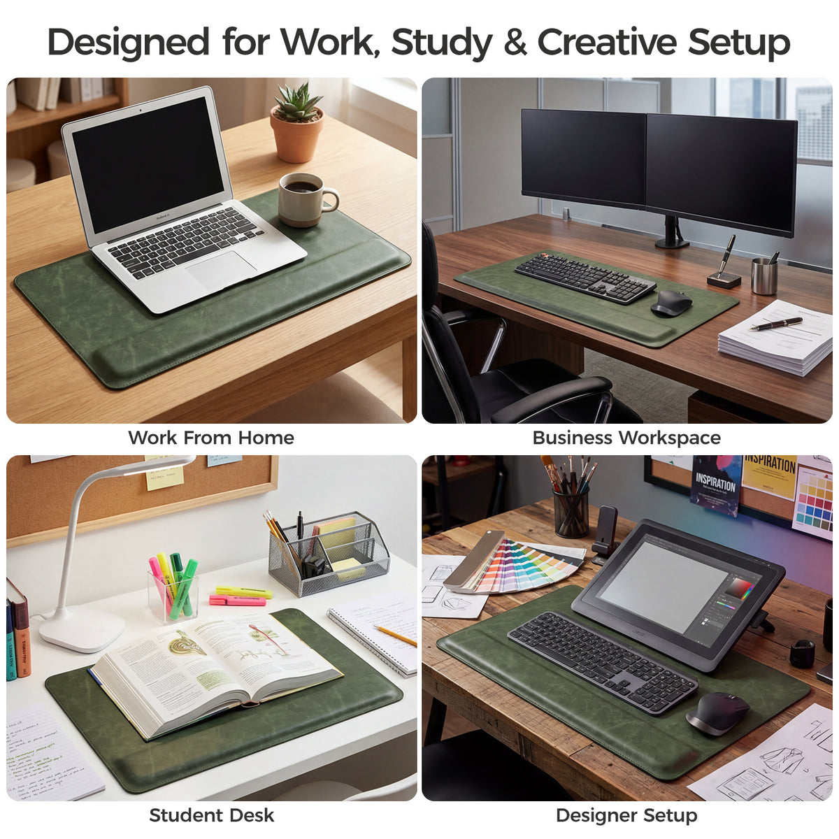 Magnetic Desk Mat with Wrist Support – Premium Leather Organizer for Office & Gaming