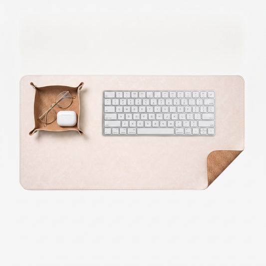 PROMATTOO Vintage Desk Set — Cork-Inspired Desk Mat & Storage Tray