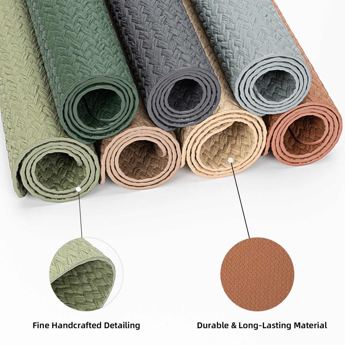 Woven Faux Leather Placemats Set, Waterproof Dining Mats