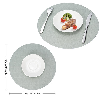 Woven Faux Leather Placemats Set, Waterproof Dining Mats