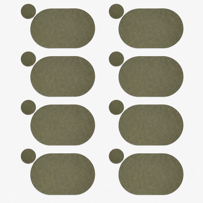 PROMATTOO Oval Faux Leather Placemats with Matching Coasters, Cork-Look Backing, Sets of 4, 6 or 8