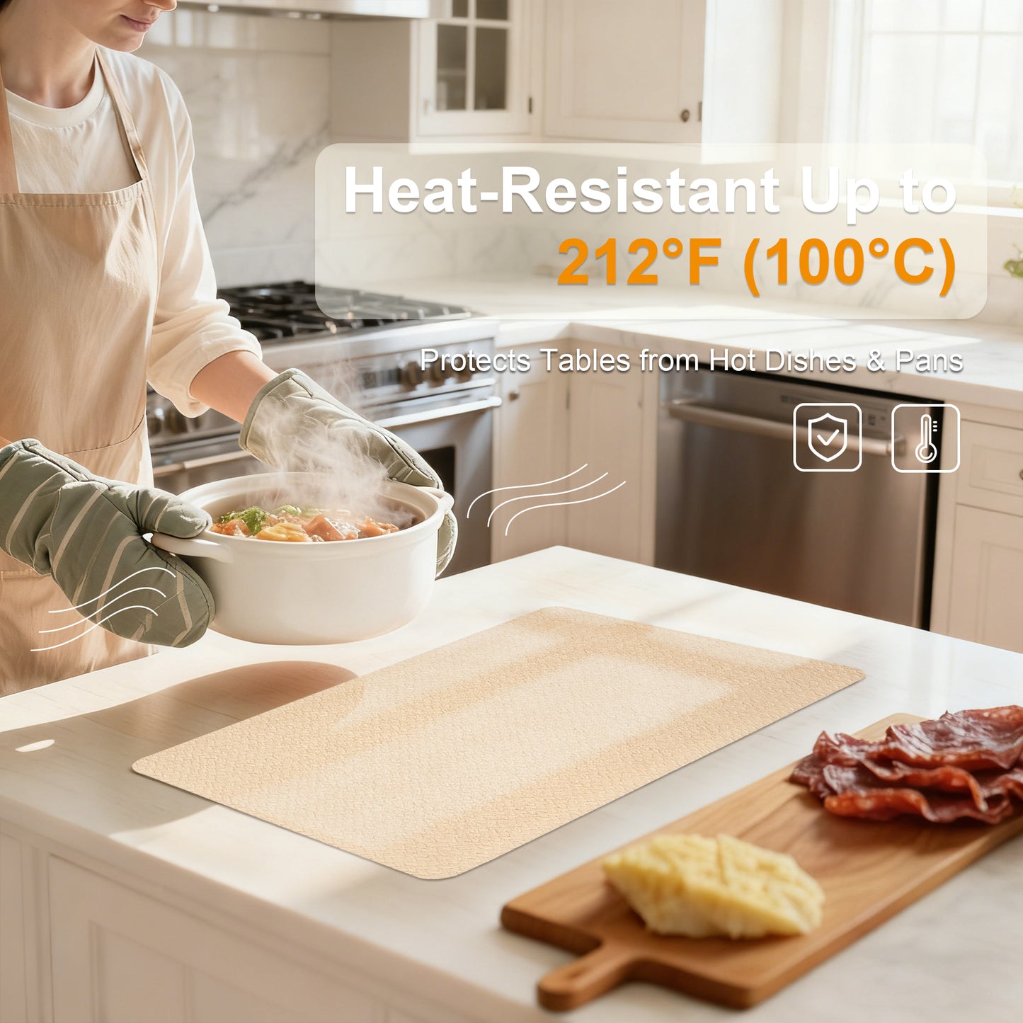 Woven Faux Leather Placemats Set, Waterproof Dining Mats