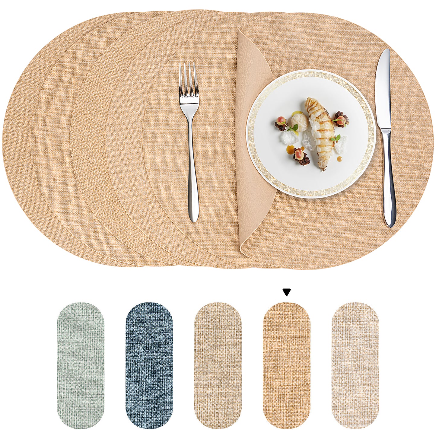 Vegane Leder-Platzsets Set 2/4/6, leicht zu reinigende Tischsets