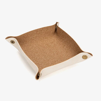 PROMATTOO Vegan Leather Desk Mat & Storage Tray Set — Non-Slip Cork Base