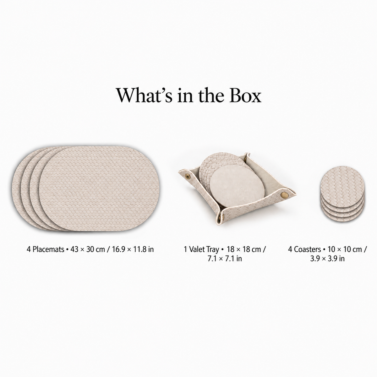 PROMATTOO Woven-Texture Oval Placemats with Coasters & Tray | Set of 4/6